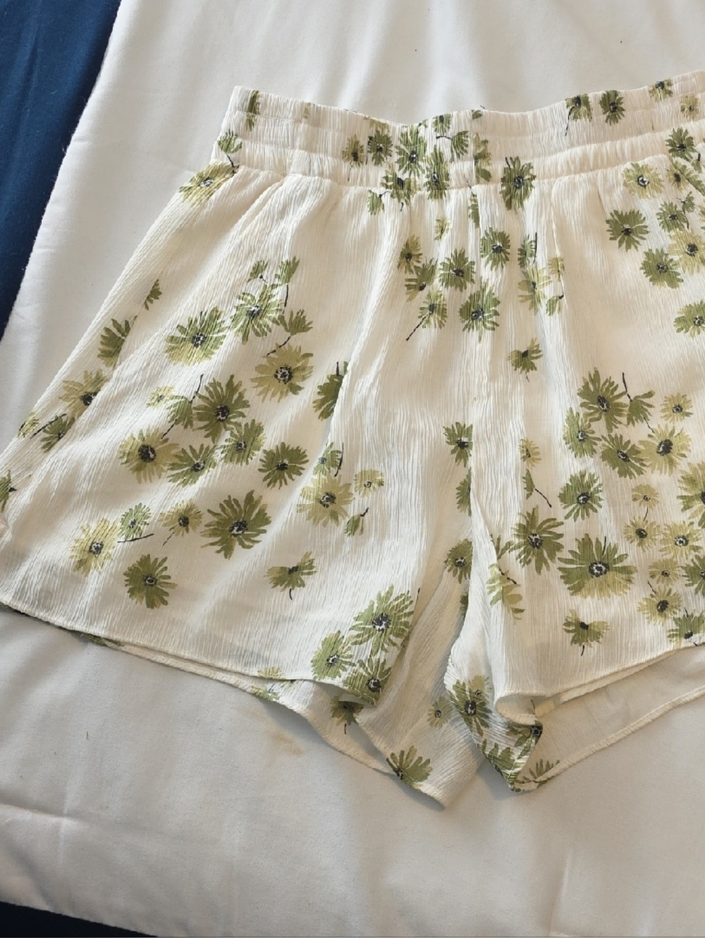 Abercrombie & Fitch Cream Floral Shorts with Green Print